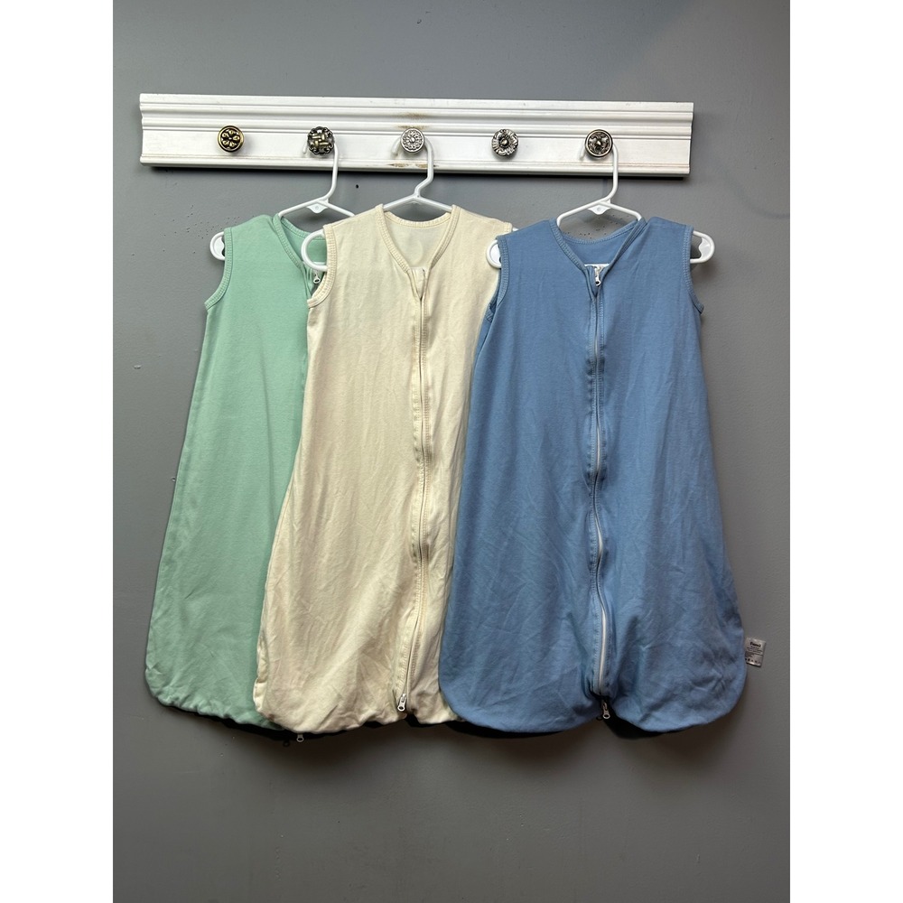 Fiemol 3 Pack Cotton Sleep Sacks 6-12 Months Blue Cream Green Wearable Blankets